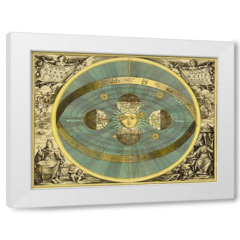 Maps of the Heavens: Sceno Systematis Copernicani White Modern Wood Framed Art Print by Cellarius, Andreas