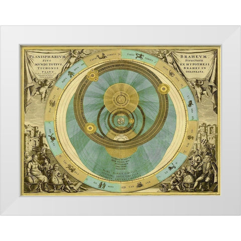 Maps of the Heavens: Planisphaerium Braheum White Modern Wood Framed Art Print by Cellarius, Andreas