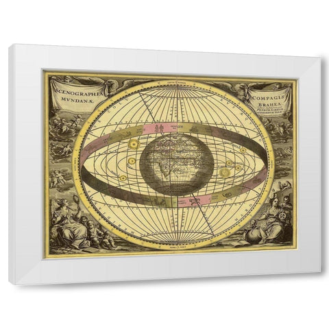 Maps of the Heavens: Scenographia Compagis Mundanae Brahea White Modern Wood Framed Art Print by Cellarius, Andreas