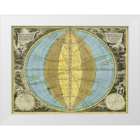Maps of the Heavens: Hemisphaeria Sphaerarum White Modern Wood Framed Art Print by Cellarius, Andreas