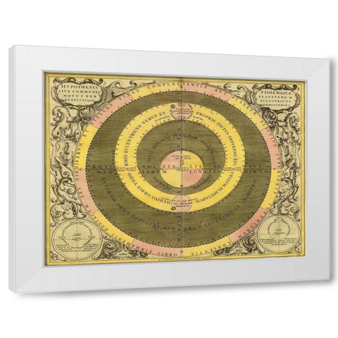 Maps of the Heavens: Hypothesis Ptomlemaica White Modern Wood Framed Art Print by Cellarius, Andreas