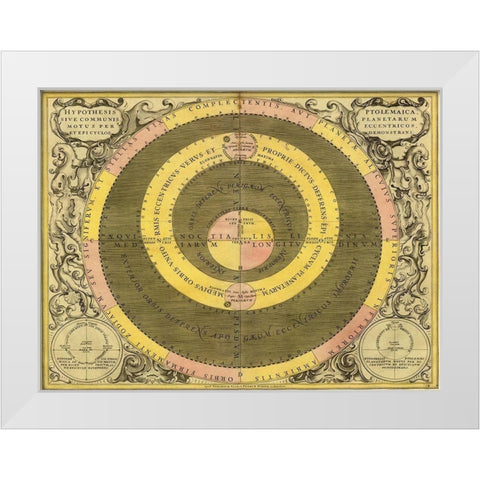 Maps of the Heavens: Hypothesis Ptomlemaica White Modern Wood Framed Art Print by Cellarius, Andreas