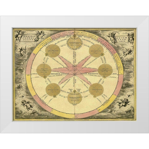 Maps of the Heavens: Theoria Trium White Modern Wood Framed Art Print by Cellarius, Andreas