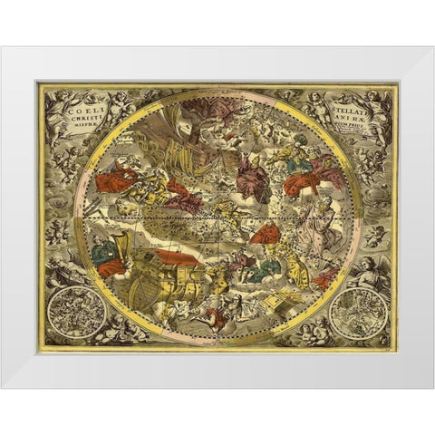 Maps of the Heavens: Coelistellati Christianina White Modern Wood Framed Art Print by Cellarius, Andreas