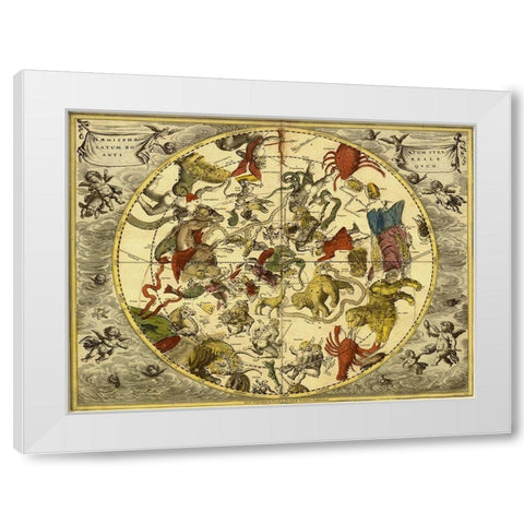 Maps of the Heavens: Planisphaerium Stellatum Boreale White Modern Wood Framed Art Print by Cellarius, Andreas