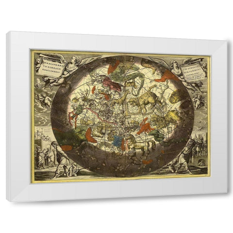Maps of the Heavens: Hemisphaerium Stellatum Boreale Cum Subiecto White Modern Wood Framed Art Print by Cellarius, Andreas