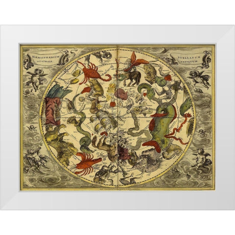 Maps of the Heavens: Haemisphaerium Stellatum Australe Antiquum White Modern Wood Framed Art Print by Cellarius, Andreas