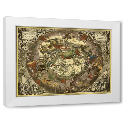 Maps of the Heavens: Haemisphaerium Sceno Graphicum Australe White Modern Wood Framed Art Print by Cellarius, Andreas
