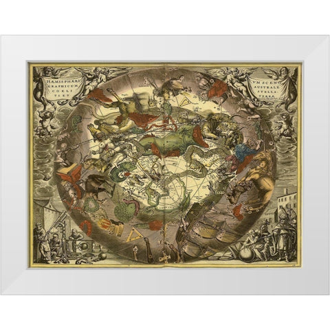Maps of the Heavens: Haemisphaerium Sceno Graphicum Australe White Modern Wood Framed Art Print by Cellarius, Andreas