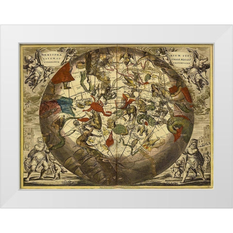 Maps of the Heavens: Haemisphaerium Stellatum Australe Aequali White Modern Wood Framed Art Print by Cellarius, Andreas