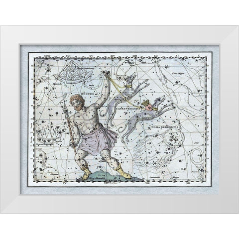 Maps of the Heavens: Bootes the Hunter and His Hounds White Modern Wood Framed Art Print by Jamieson, Alexander