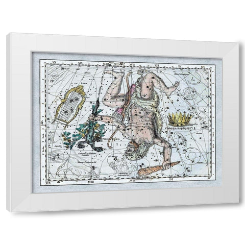 Maps of the Heavens: Hercules, the Lyre and Corona Borealis White Modern Wood Framed Art Print by Jamieson, Alexander