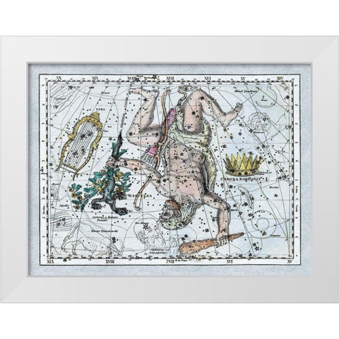 Maps of the Heavens: Hercules, the Lyre and Corona Borealis White Modern Wood Framed Art Print by Jamieson, Alexander