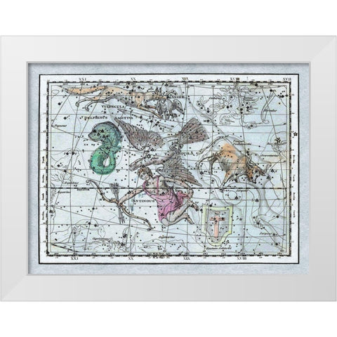 Maps of the Heavens: Aquila - Jupiters Eagle White Modern Wood Framed Art Print by Jamieson, Alexander