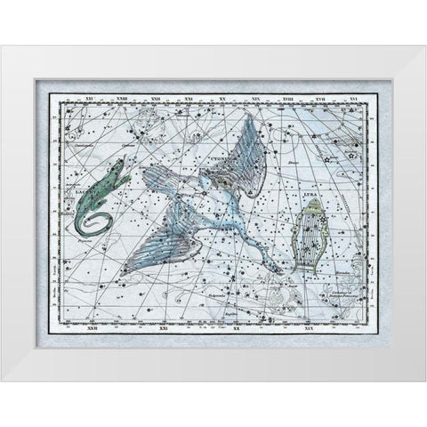 Maps of the Heavens: The Swan in the Milkyway White Modern Wood Framed Art Print by Jamieson, Alexander