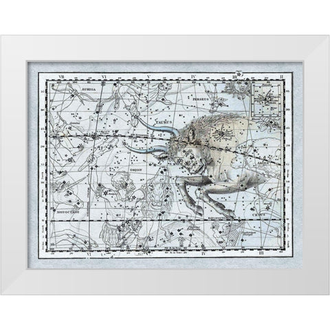 Maps of the Heavens: Taurus the Bull White Modern Wood Framed Art Print by Jamieson, Alexander
