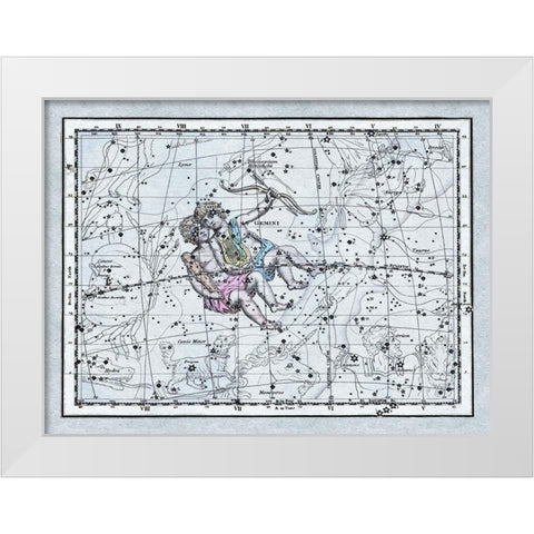 Maps of the Heavens: Gemini - the Twins - Castor and Pollux White Modern Wood Framed Art Print by Jamieson, Alexander