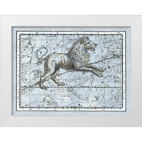 Maps of the Heavens: Leo - The Nemean Lion White Modern Wood Framed Art Print by Jamieson, Alexander