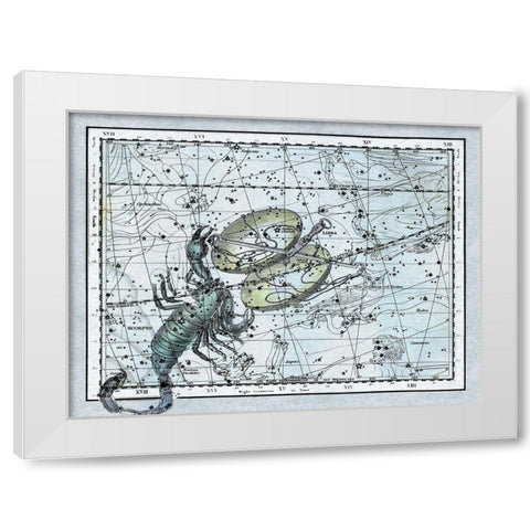 Maps of the Heavens: Libra - the Scales and The Scorpion White Modern Wood Framed Art Print by Jamieson, Alexander