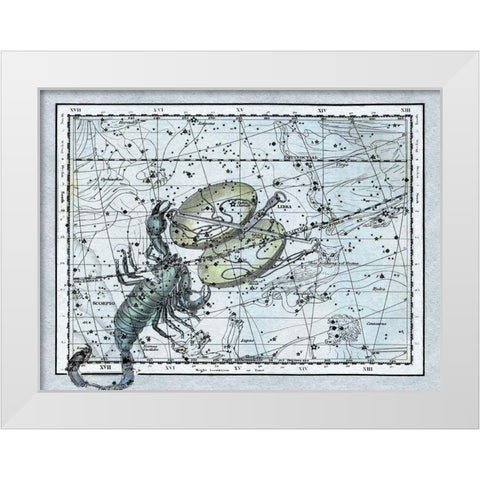 Maps of the Heavens: Libra - the Scales and The Scorpion White Modern Wood Framed Art Print by Jamieson, Alexander