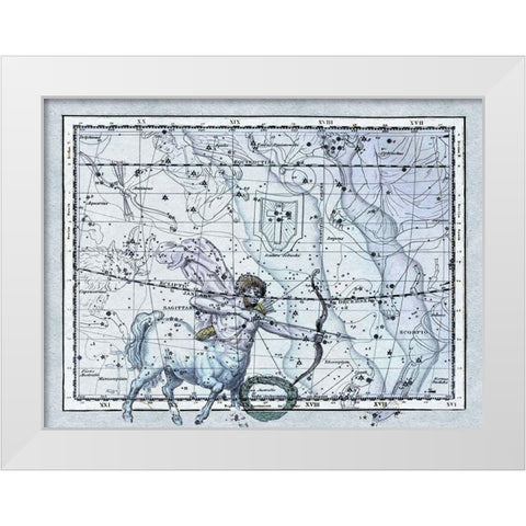 Maps of the Heavens: Sagittarius the Centaur White Modern Wood Framed Art Print by Jamieson, Alexander