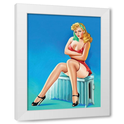 Mid-Century Pin-Ups - Wink Magazine - Warm Thoughts White Modern Wood Framed Art Print by Driben, Peter