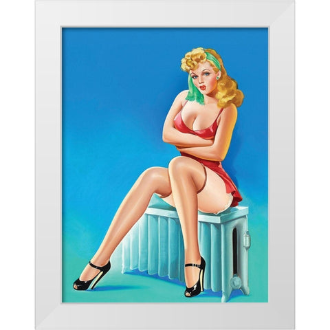 Mid-Century Pin-Ups - Wink Magazine - Warm Thoughts White Modern Wood Framed Art Print by Driben, Peter