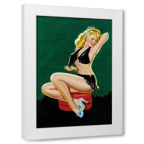 Mid-Century Pin-Ups - Beauty Parade - Uncovering Beauty White Modern Wood Framed Art Print by Driben, Peter
