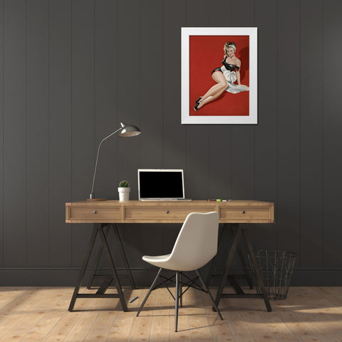 Mid-Century Pin-Ups - Magazine Cover - The Gift White Modern Wood Framed Art Print by Driben, Peter