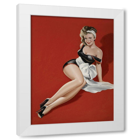 Mid-Century Pin-Ups - Magazine Cover - The Gift White Modern Wood Framed Art Print by Driben, Peter