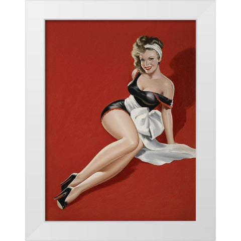 Mid-Century Pin-Ups - Magazine Cover - The Gift White Modern Wood Framed Art Print by Driben, Peter