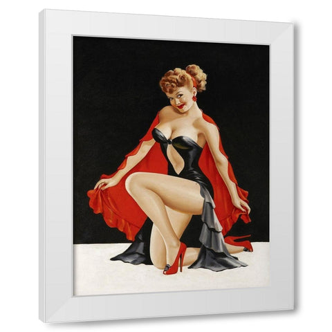 Mid-Century Pin-Ups - Magazine Cover - Little Red Cape White Modern Wood Framed Art Print by Driben, Peter