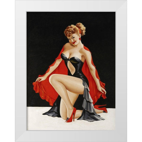 Mid-Century Pin-Ups - Magazine Cover - Little Red Cape White Modern Wood Framed Art Print by Driben, Peter