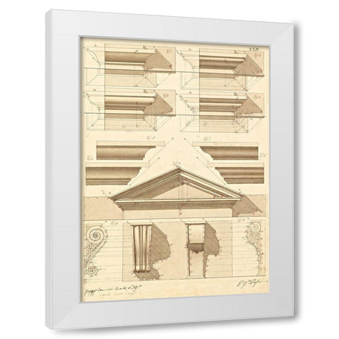 Plate 52 for Elements of Civil Architecture, ca. 1818-1850 White Modern Wood Framed Art Print by Vannini, Giuseppe