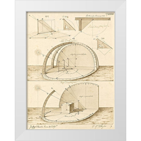Plate 47 for Elements of Civil Architecture, ca. 1818-1850 White Modern Wood Framed Art Print by Vannini, Giuseppe