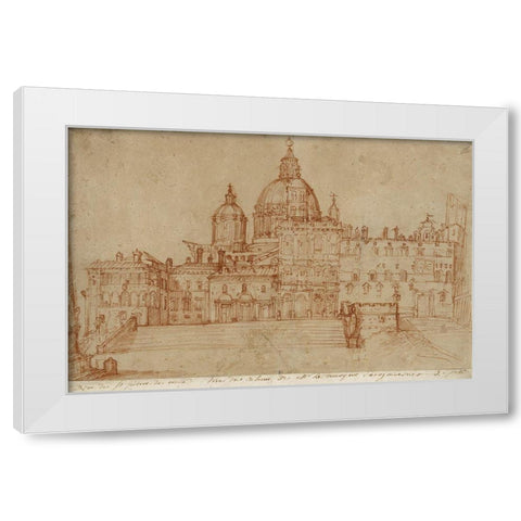 View of Saint Peters, 1603 White Modern Wood Framed Art Print by Zuccaro, Federico