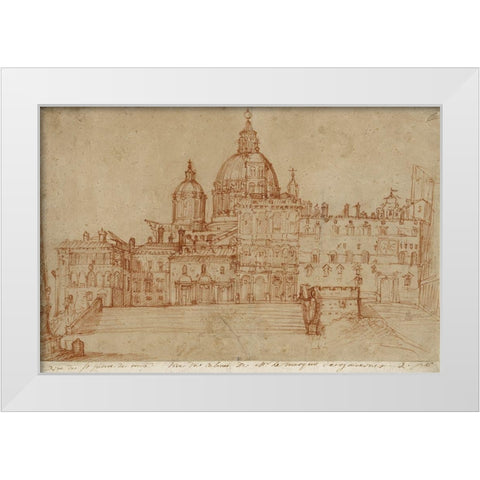 View of Saint Peters, 1603 White Modern Wood Framed Art Print by Zuccaro, Federico