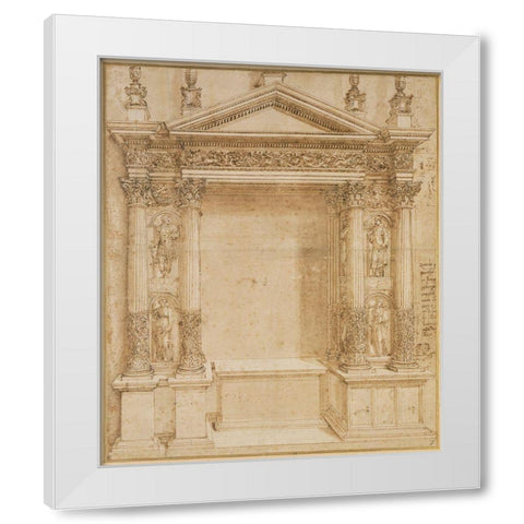 Design for an Altar, ca. 1527 White Modern Wood Framed Art Print by Peruzzi, Baldassare
