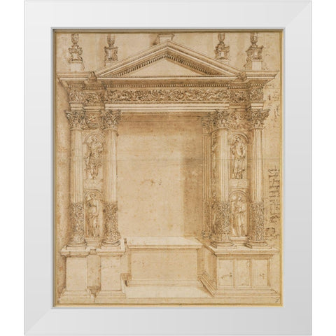 Design for an Altar, ca. 1527 White Modern Wood Framed Art Print by Peruzzi, Baldassare