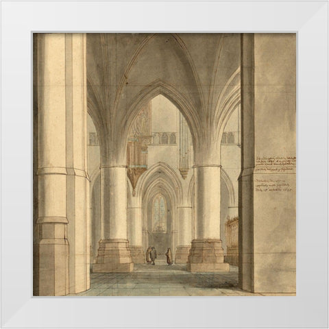 The Choir and North Ambulatory of the Church of Saint Bavo, Haarlem, 1634 White Modern Wood Framed Art Print by Saenredam, Pieter Jansz.