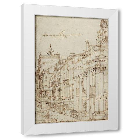 The Campo S. Basso: The North Side with the Church, 1740s White Modern Wood Framed Art Print by Canaletto