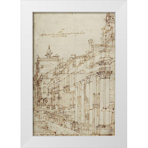The Campo S. Basso: The North Side with the Church, 1740s White Modern Wood Framed Art Print by Canaletto