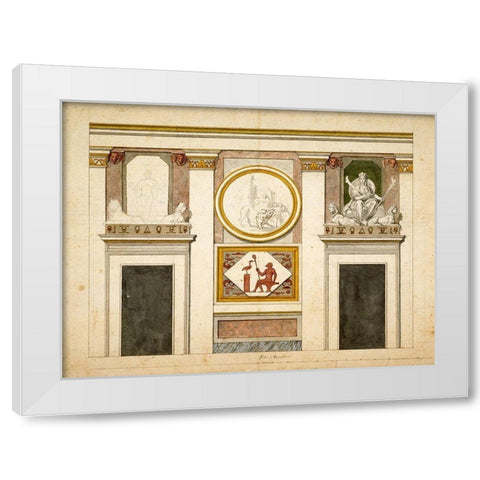 Unexecuted elevation for the Stanza Egizia at the Villa Borghese, ca. 1770-1793 White Modern Wood Framed Art Print by Conca, Tommaso
