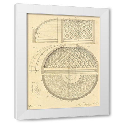 Plate 43 for Elements of Civil Architecture, ca. 1818-1850 White Modern Wood Framed Art Print by Vannini, Giuseppe