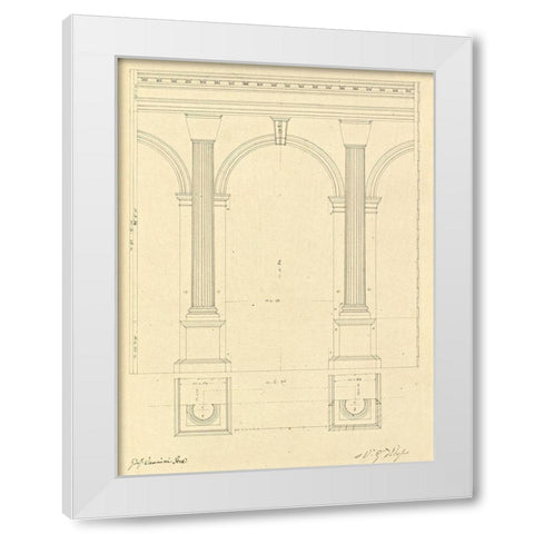 Plate 28 for Elements of Civil Architecture, ca. 1818-1850 White Modern Wood Framed Art Print by Vannini, Giuseppe