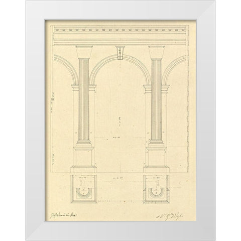 Plate 28 for Elements of Civil Architecture, ca. 1818-1850 White Modern Wood Framed Art Print by Vannini, Giuseppe
