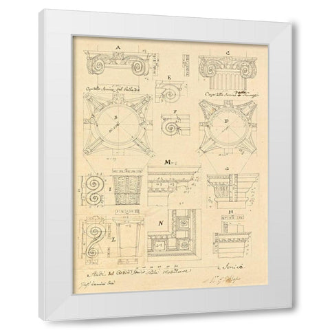 Plate 20 for Elements of Civil Architecture, ca. 1818-1850 White Modern Wood Framed Art Print by Vannini, Giuseppe