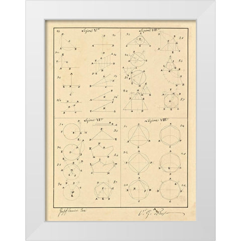 Plate 2 for Elements of Civil Architecture, ca. 1818-1850 White Modern Wood Framed Art Print by Vannini, Giuseppe