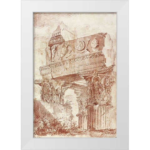 Sketch of Roman architectural fragment, 1786 White Modern Wood Framed Art Print by Peyre, Marie-Joseph