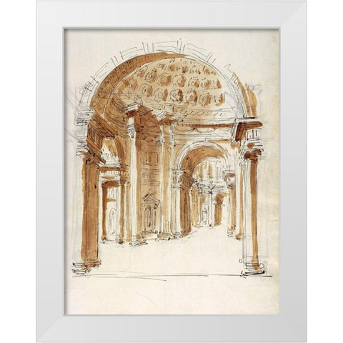 Interior hallway, Italy, 1786 White Modern Wood Framed Art Print by Peyre, Marie-Joseph